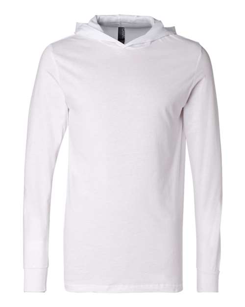Adult White Unisex Hooded Long Sleeve T-Shirt